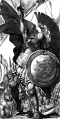 Un guerrier spartiate, d'après une illustration moderne.