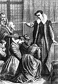 Marie Stuart entourée de ses fidèles la veille de sa mort (gravure du XIXe siècle).