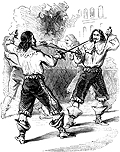 Duel mettant aux prises le duc de Montmorency, réputé comme le meilleur bretteur de son temps (gravure du XIXe siècle).